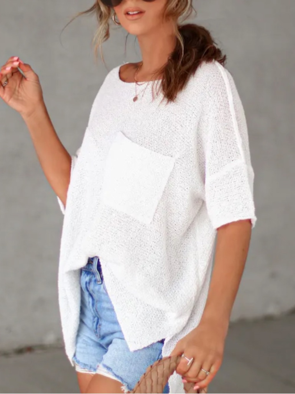 NWT VICI DAVI & DANI PRUDENCE KNIT OVERSIZED TOP IN WHITE SZ XS - Picture 3 of 5